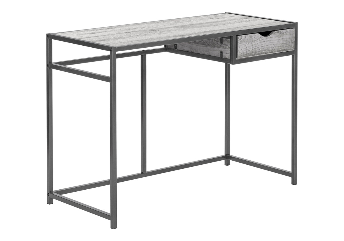 Computer Desk, Home Office, Laptop, Storage Drawer, 42"l, Work, Grey Laminate, Black Metal, Contemporary, Modern