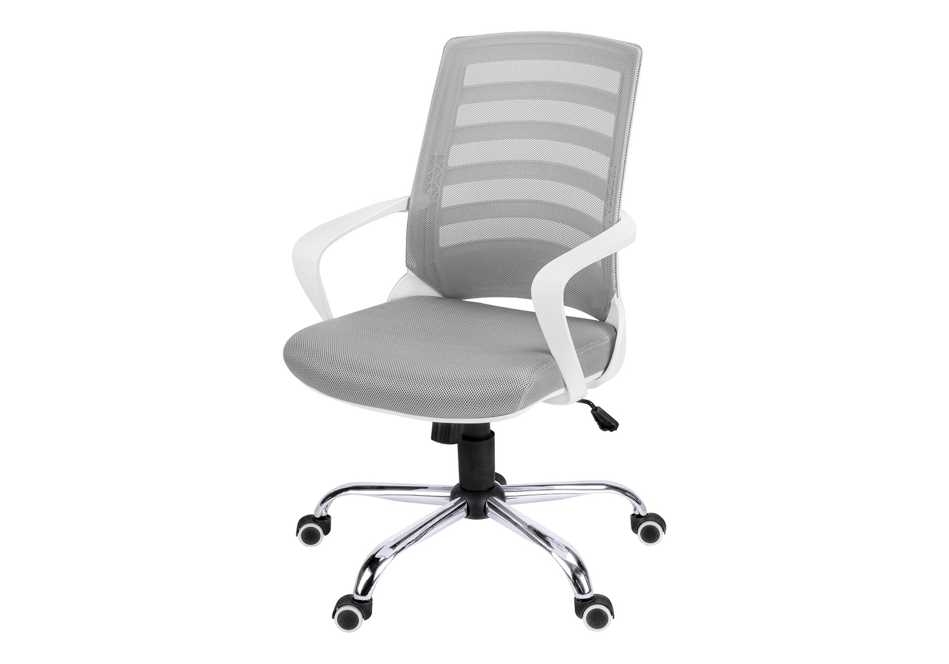 Office Chair, Adjustable Height, Swivel, Ergonomic, Armrests, Computer Desk, Work, Grey Mesh, Chrome Metal, Contemporary, Modern
