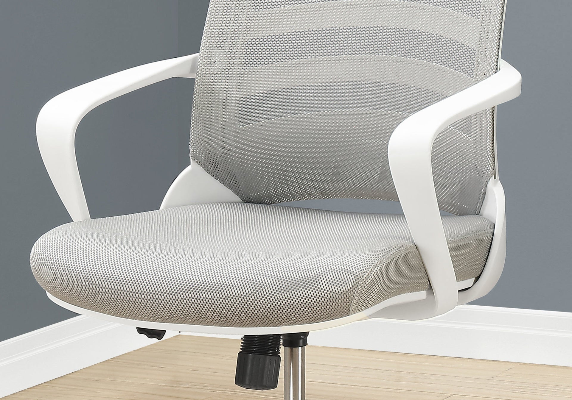 Office Chair, Adjustable Height, Swivel, Ergonomic, Armrests, Computer Desk, Work, Grey Mesh, Chrome Metal, Contemporary, Modern