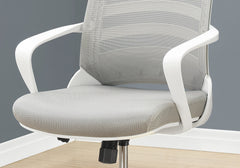 Office Chair, Adjustable Height, Swivel, Ergonomic, Armrests, Computer Desk, Work, Grey Mesh, Chrome Metal, Contemporary, Modern