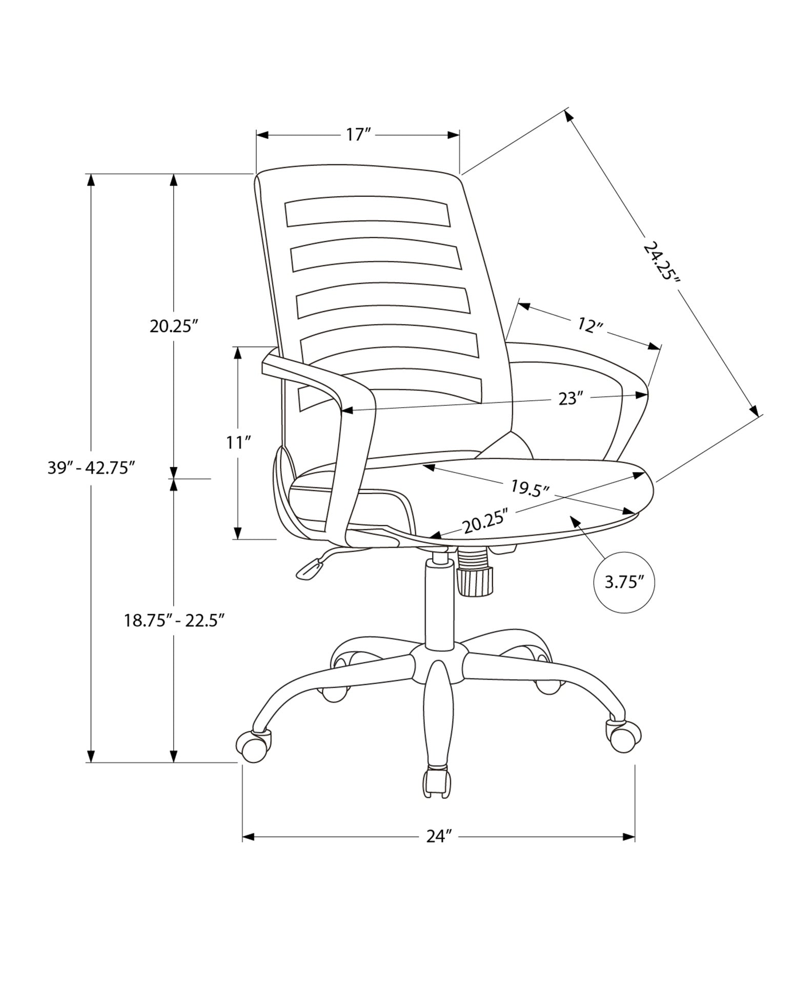 Office Chair, Adjustable Height, Swivel, Ergonomic, Armrests, Computer Desk, Work, Grey Mesh, Chrome Metal, Contemporary, Modern