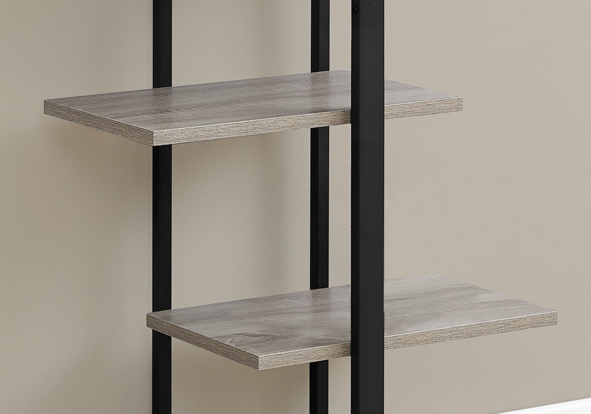 Bookshelf, Bookcase, Etagere, 5 Tier, 60"h, Office, Bedroom, Brown Laminate, Black Metal, Contemporary, Modern