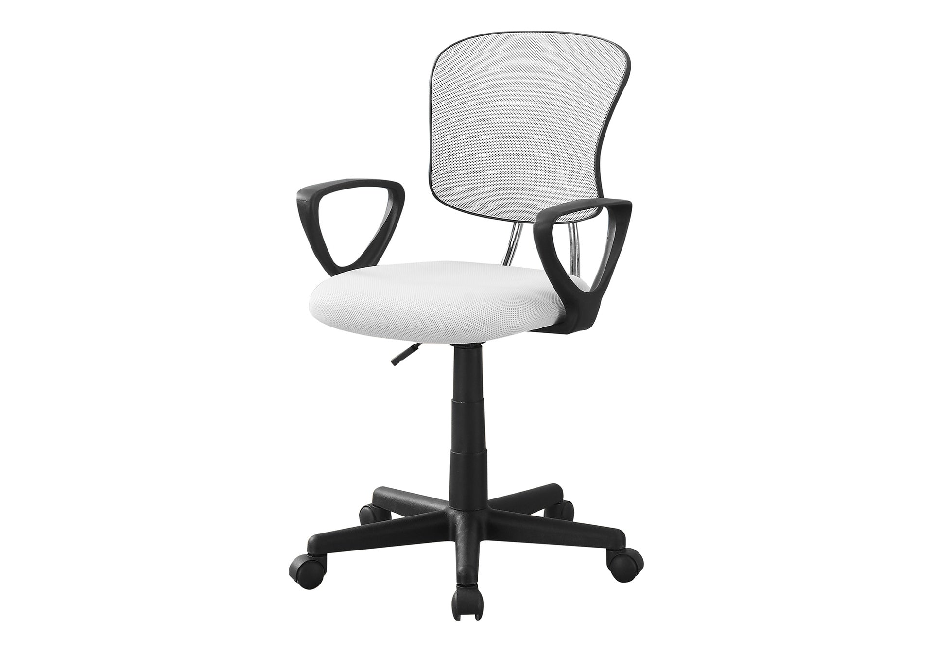 Office Chair, Adjustable Height, Swivel, Ergonomic, Armrests, Computer Desk, Work, Juvenile, White Mesh, Black Metal, Contemporary, Modern