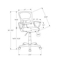 Office Chair, Adjustable Height, Swivel, Ergonomic, Armrests, Computer Desk, Work, Juvenile, White Mesh, Black Metal, Contemporary, Modern