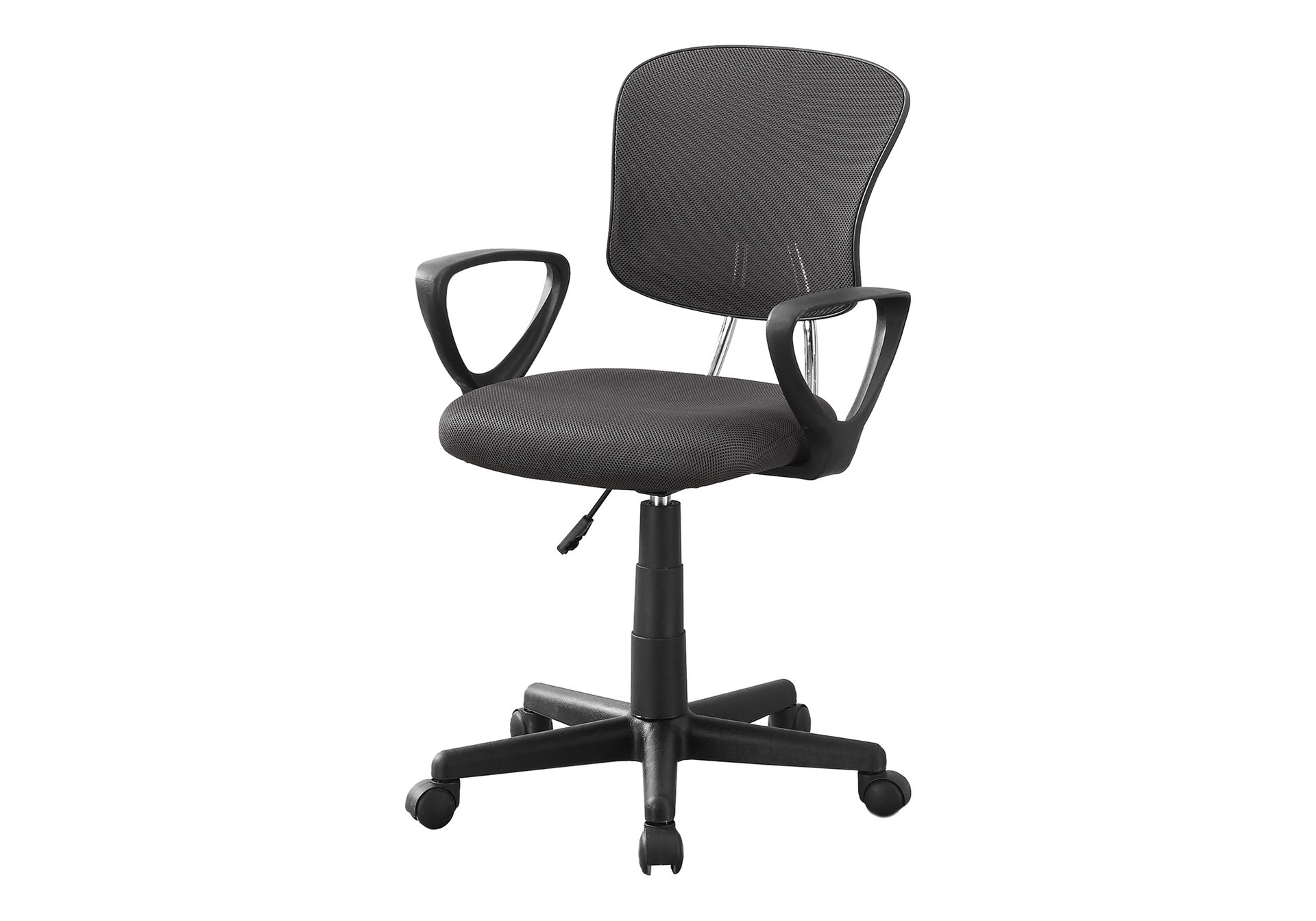 Office Chair, Adjustable Height, Swivel, Ergonomic, Armrests, Computer Desk, Work, Juvenile, Grey Mesh, Black Metal, Contemporary, Modern