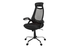 Office Chair, Adjustable Height, Swivel, Ergonomic, Armrests, Computer Desk, Work, Black Mesh, Chrome Metal, Contemporary, Modern
