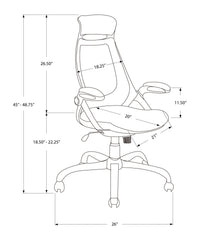 Office Chair, Adjustable Height, Swivel, Ergonomic, Armrests, Computer Desk, Work, Grey Mesh, Chrome Metal, Contemporary, Modern