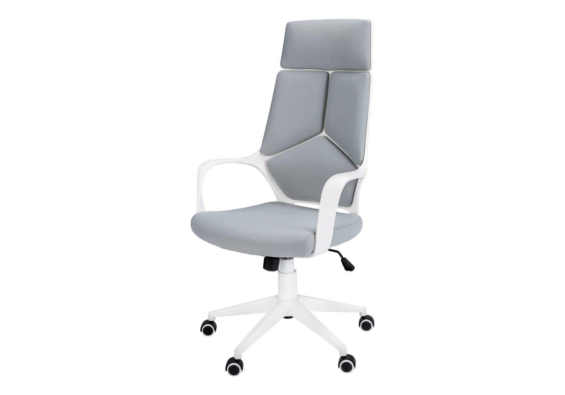 Office Chair, Adjustable Height, Swivel, Ergonomic, Armrests, Computer Desk, Work, Grey Mesh, White Metal, Contemporary, Modern