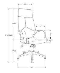 Office Chair, Adjustable Height, Swivel, Ergonomic, Armrests, Computer Desk, Work, Grey Mesh, White Metal, Contemporary, Modern