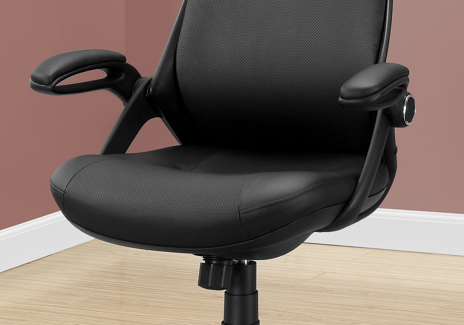 Office Chair, Adjustable Height, Swivel, Ergonomic, Armrests, Computer Desk, Work, Black Leather Look, Black Metal, Contemporary, Modern
