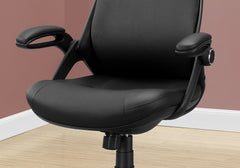Office Chair, Adjustable Height, Swivel, Ergonomic, Armrests, Computer Desk, Work, Black Leather Look, Black Metal, Contemporary, Modern