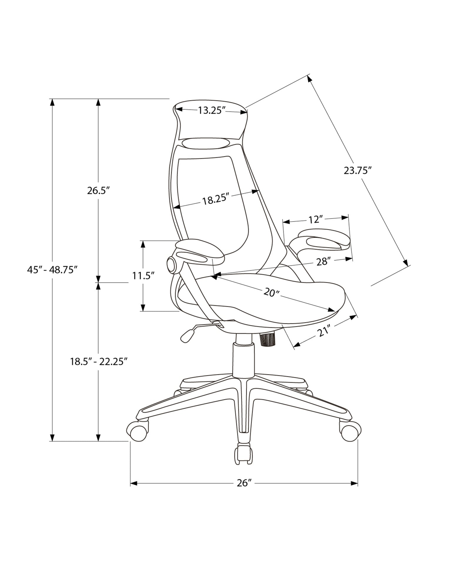 Office Chair, Adjustable Height, Swivel, Ergonomic, Armrests, Computer Desk, Work, Black Leather Look, Black Metal, Contemporary, Modern
