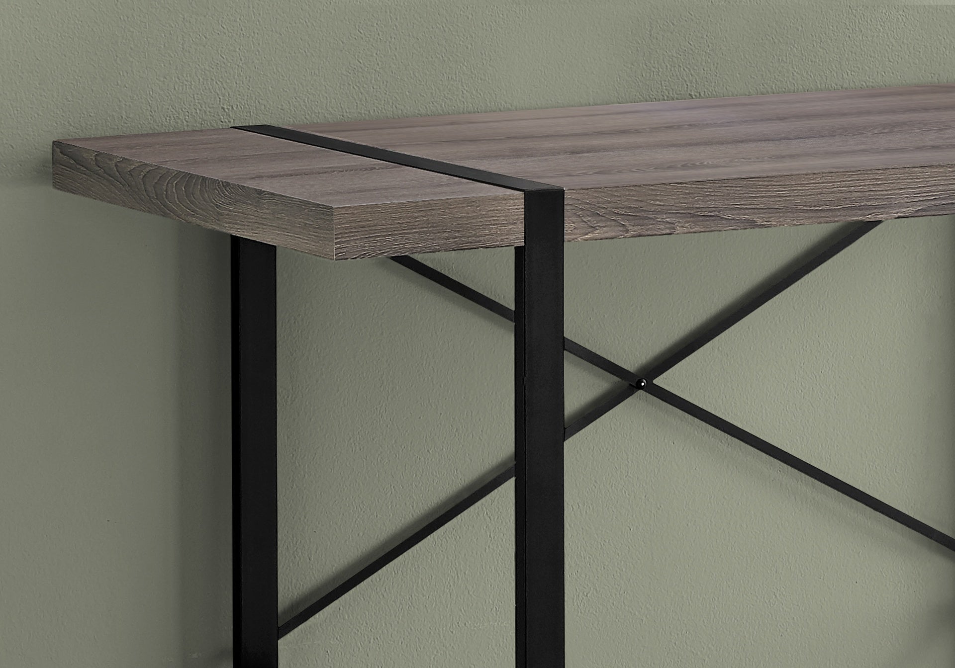 Computer Desk, Home Office, Laptop, 48"l, Work, Brown Laminate, Black Metal, Contemporary, Modern