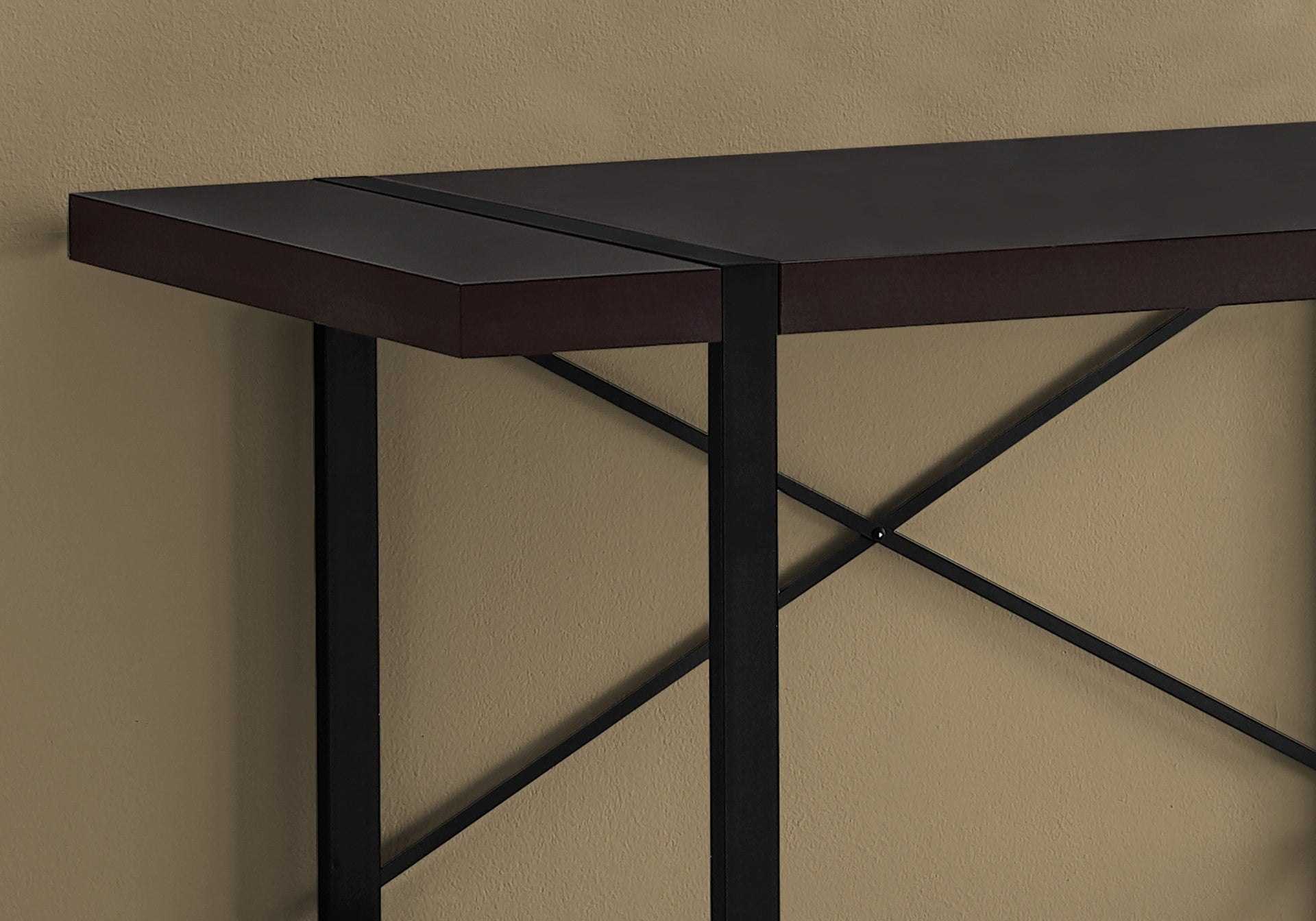 Computer Desk, Home Office, Laptop, 48"l, Work, Brown Laminate, Black Metal, Contemporary, Modern
