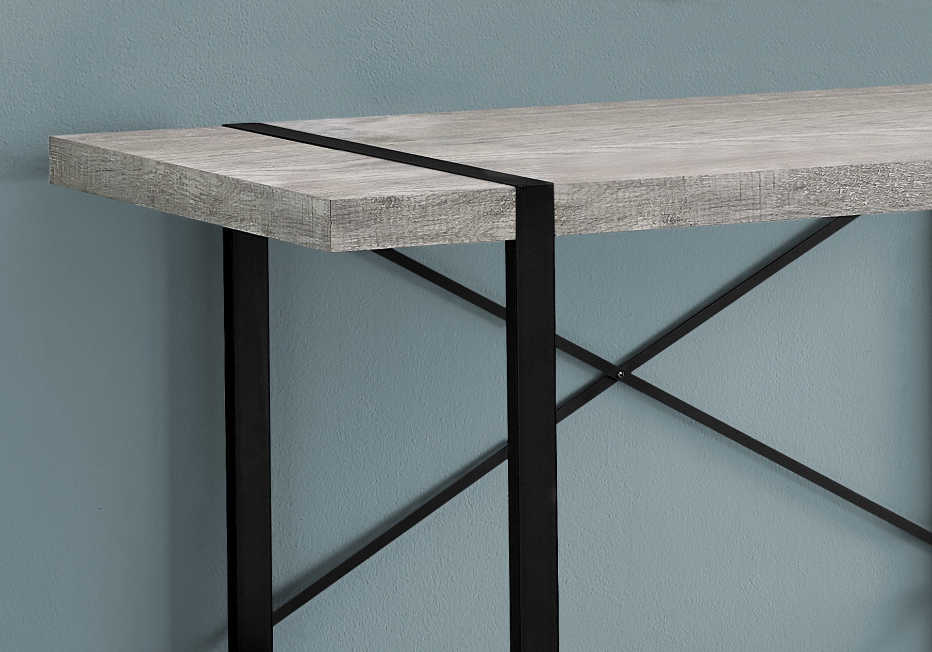 Computer Desk, Home Office, Laptop, 48"l, Work, Grey Laminate, Black Metal, Contemporary, Modern