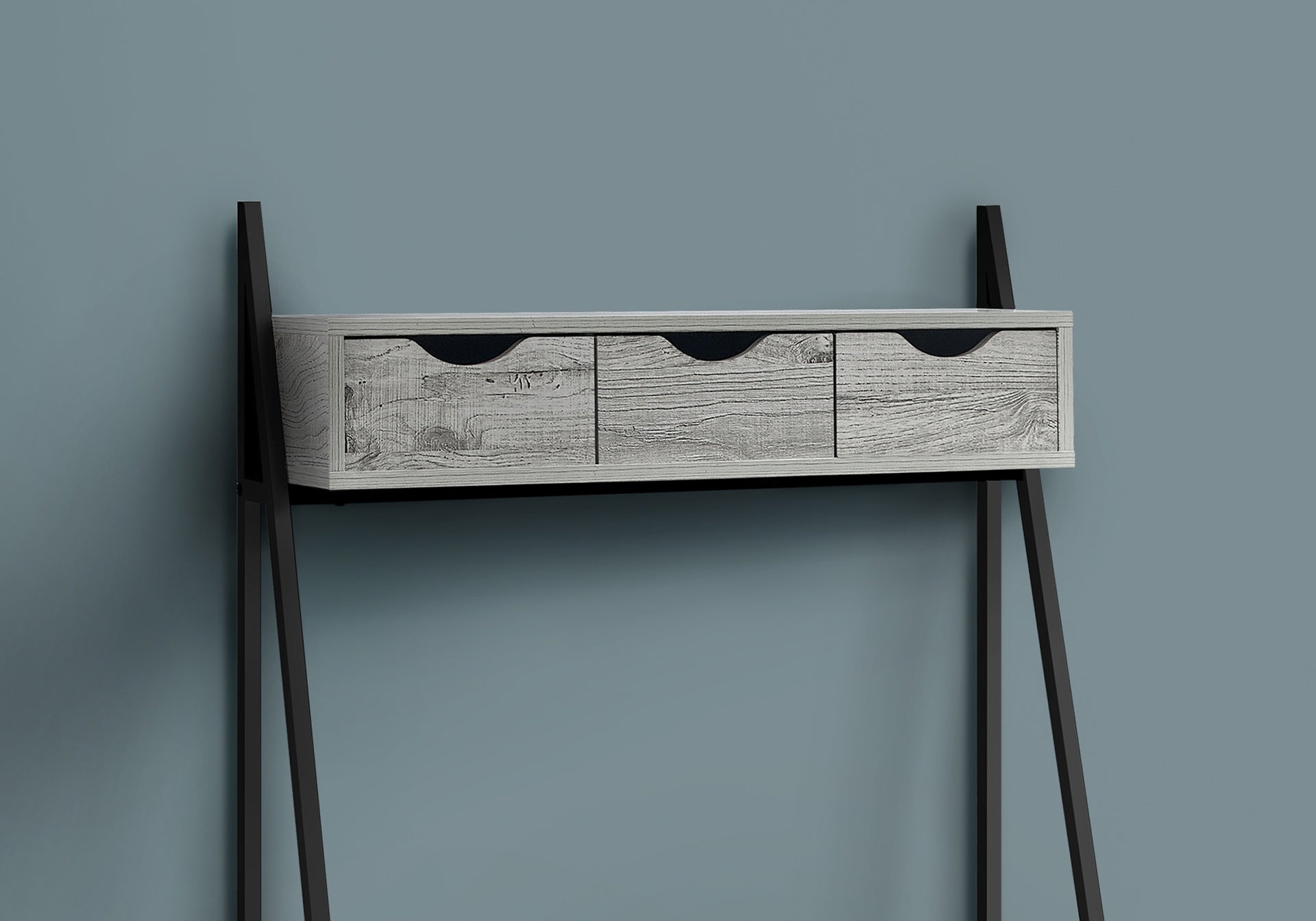Computer Desk, Home Office, Laptop, Leaning, Storage Drawers, 32"l, Work, Grey Laminate, Black Metal, Contemporary, Modern