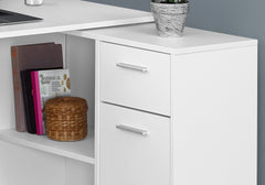 Computer Desk, Home Office, Corner, Storage Drawers, 46"l, L Shape, Work, Laptop, White Laminate, Contemporary, Modern