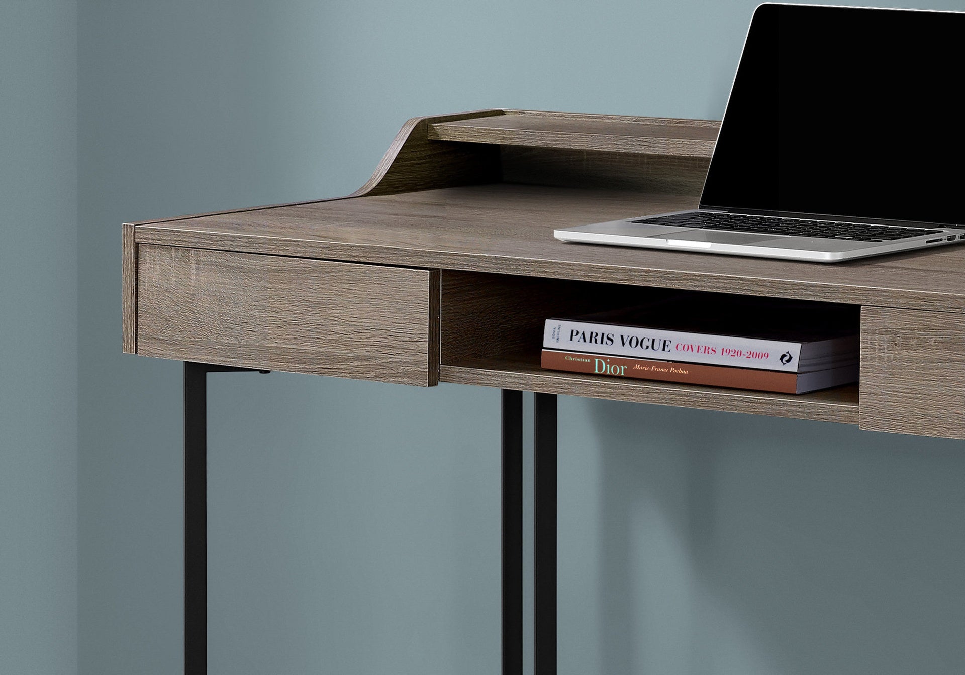 Computer Desk, Home Office, Laptop, Storage Drawers, 48"l, Work, Brown Laminate, Black Metal, Contemporary, Modern
