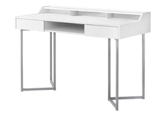 Computer Desk, Home Office, Laptop, Storage Drawers, 48"l, Work, White Laminate, Grey Metal, Contemporary, Modern