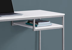 Computer Desk, Home Office, Laptop, 48"l, Work, White Laminate, Grey Metal, Contemporary, Modern