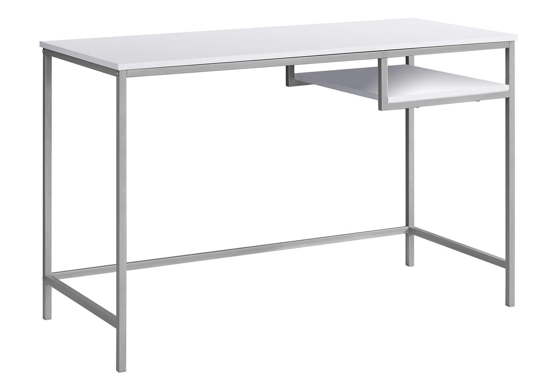 Computer Desk, Home Office, Laptop, 48"l, Work, White Laminate, Grey Metal, Contemporary, Modern