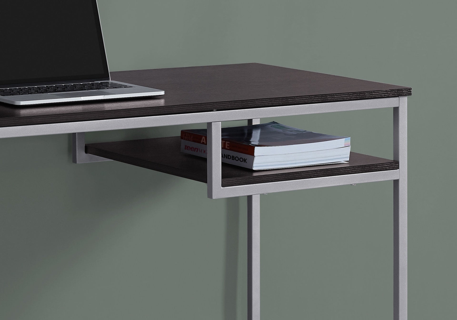 Computer Desk, Home Office, Laptop, 48"l, Work, Brown Laminate, Grey Metal, Contemporary, Modern