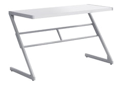 Computer Desk, Home Office, Laptop, 48"l, Work, White Laminate, Grey Metal, Contemporary, Modern
