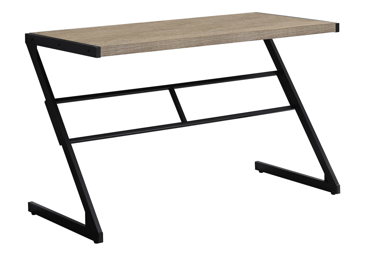 Computer Desk, Home Office, Laptop, 48"l, Work, Brown Laminate, Black Metal, Contemporary, Modern