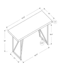 Computer Desk, Home Office, Laptop, 48"l, Work, White Laminate, Grey Metal, Contemporary, Modern