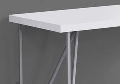 Computer Desk, Home Office, Laptop, 48"l, Work, White Laminate, Grey Metal, Contemporary, Modern