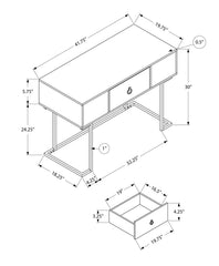 Computer Desk, Home Office, Laptop, Storage Drawers, 42"l, Work, Glossy White Laminate, Black Metal, Contemporary, Modern