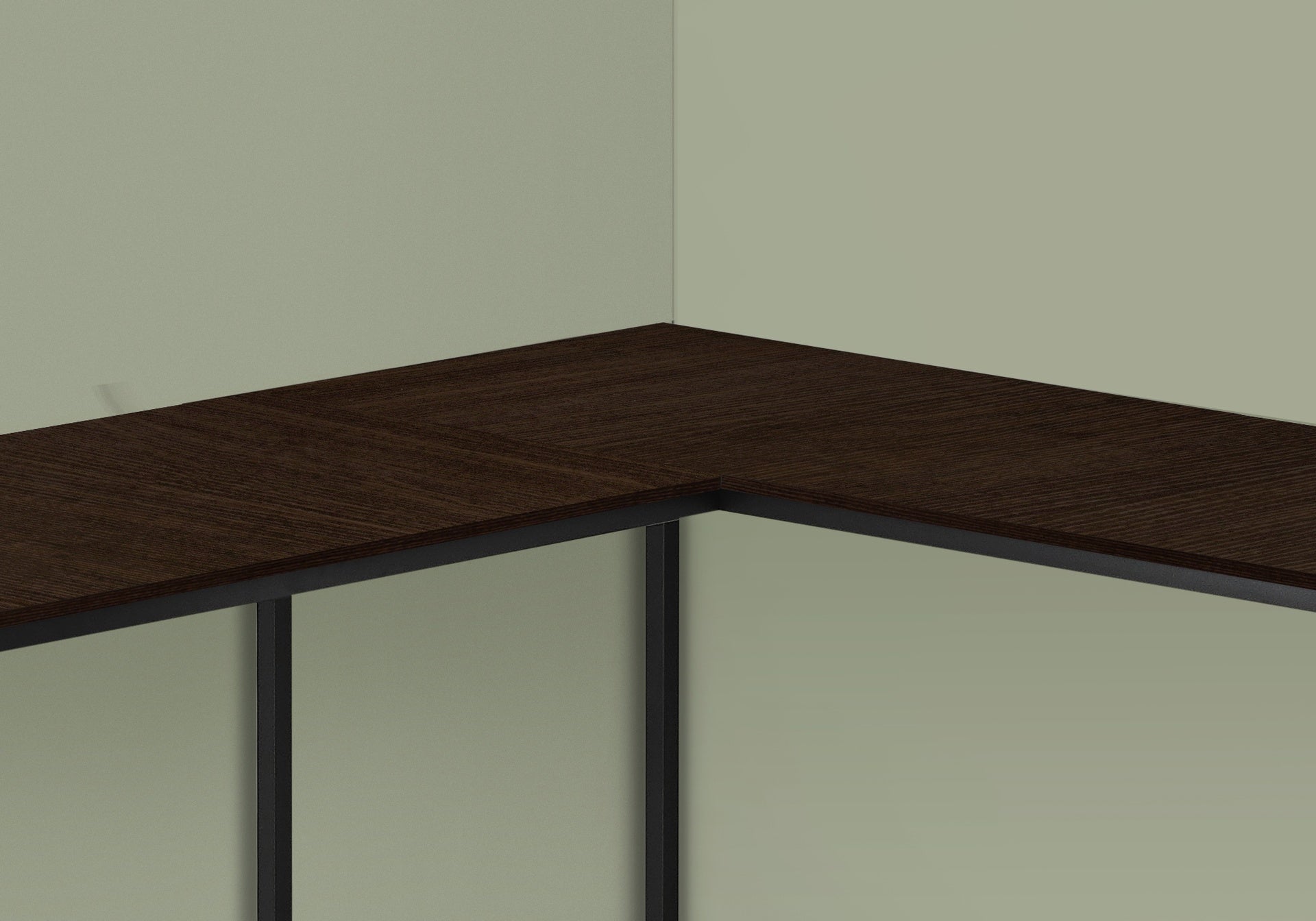 Computer Desk, Home Office, Corner, 58"l, L Shape, Work, Laptop, Brown Laminate, Black Metal, Contemporary, Modern