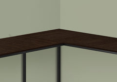 Computer Desk, Home Office, Corner, 58"l, L Shape, Work, Laptop, Brown Laminate, Black Metal, Contemporary, Modern