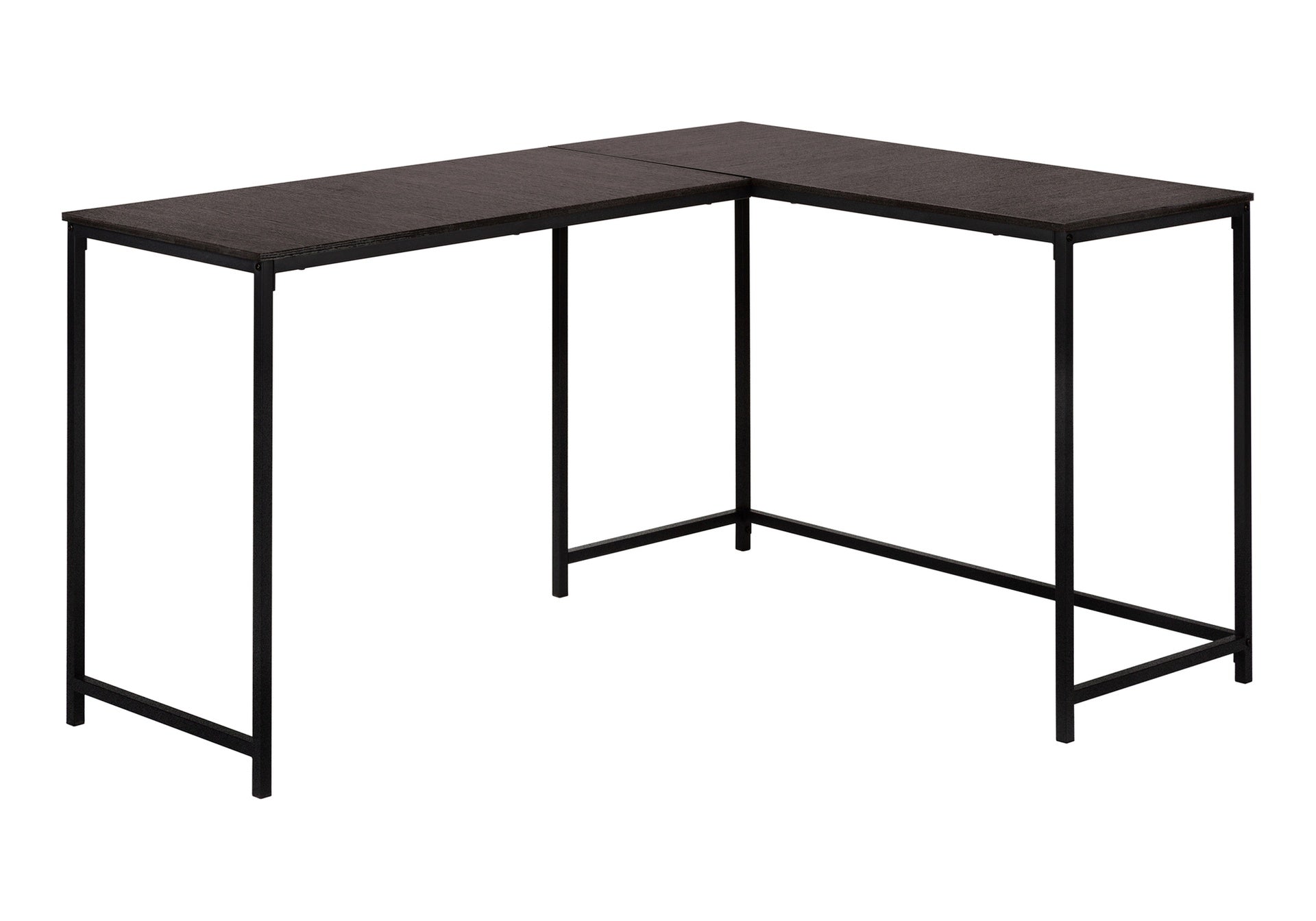 Computer Desk, Home Office, Corner, 58"l, L Shape, Work, Laptop, Brown Laminate, Black Metal, Contemporary, Modern
