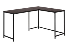Computer Desk, Home Office, Corner, 58"l, L Shape, Work, Laptop, Brown Laminate, Black Metal, Contemporary, Modern