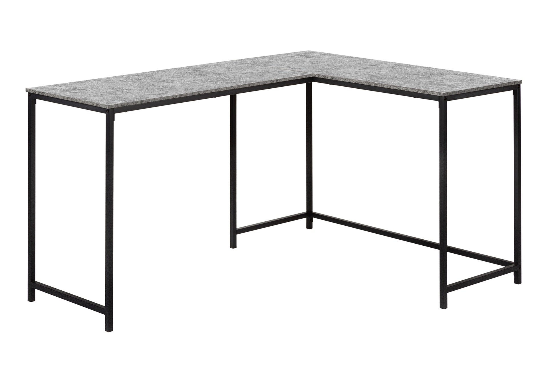 Computer Desk, Home Office, Corner, 58"l, L Shape, Work, Laptop, Grey Laminate, Black Metal, Contemporary, Modern
