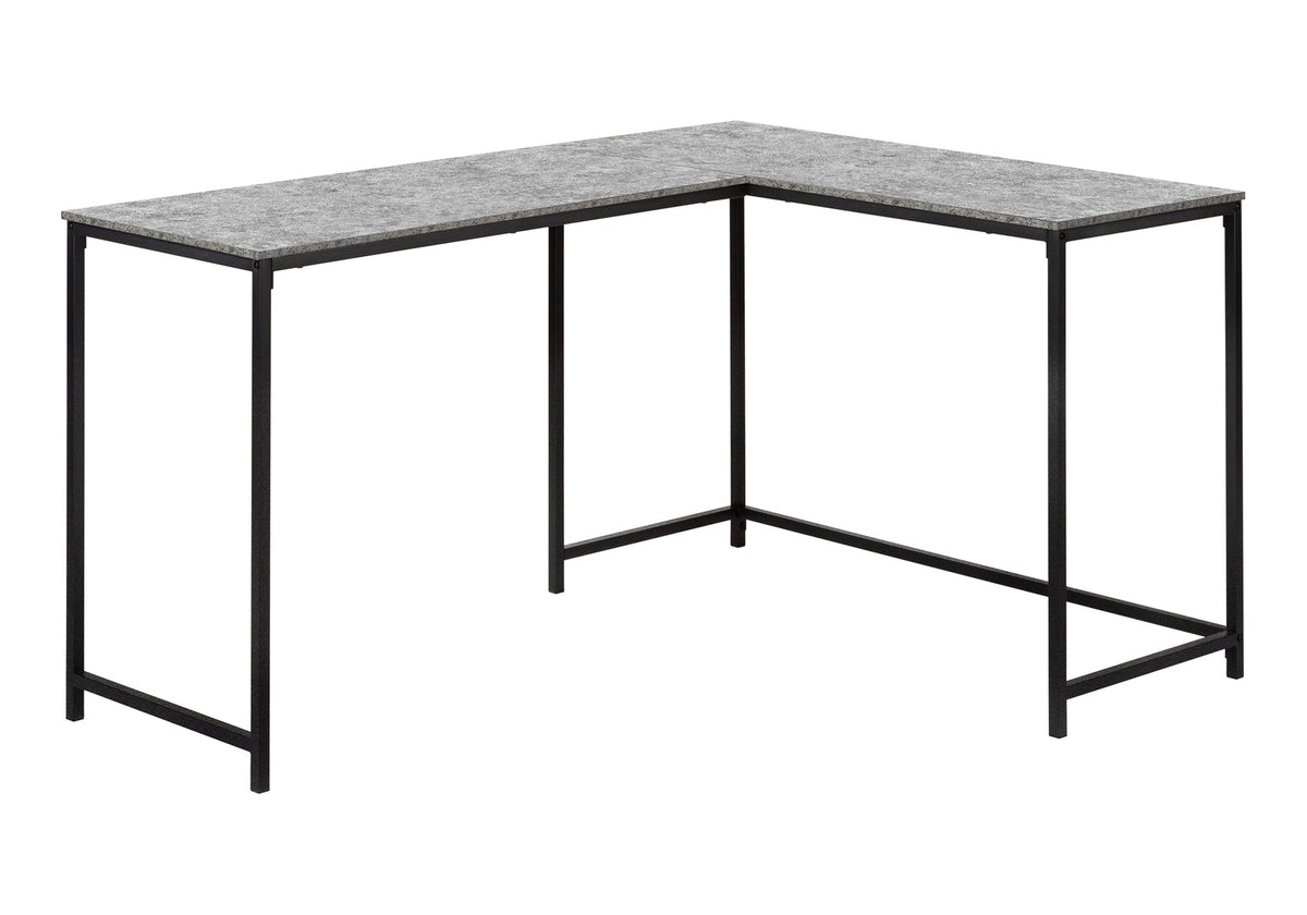 Computer Desk, Home Office, Corner, 58"l, L Shape, Work, Laptop, Grey Laminate, Black Metal, Contemporary, Modern