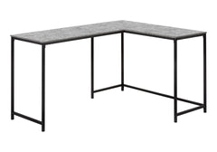 Computer Desk, Home Office, Corner, 58"l, L Shape, Work, Laptop, Grey Laminate, Black Metal, Contemporary, Modern