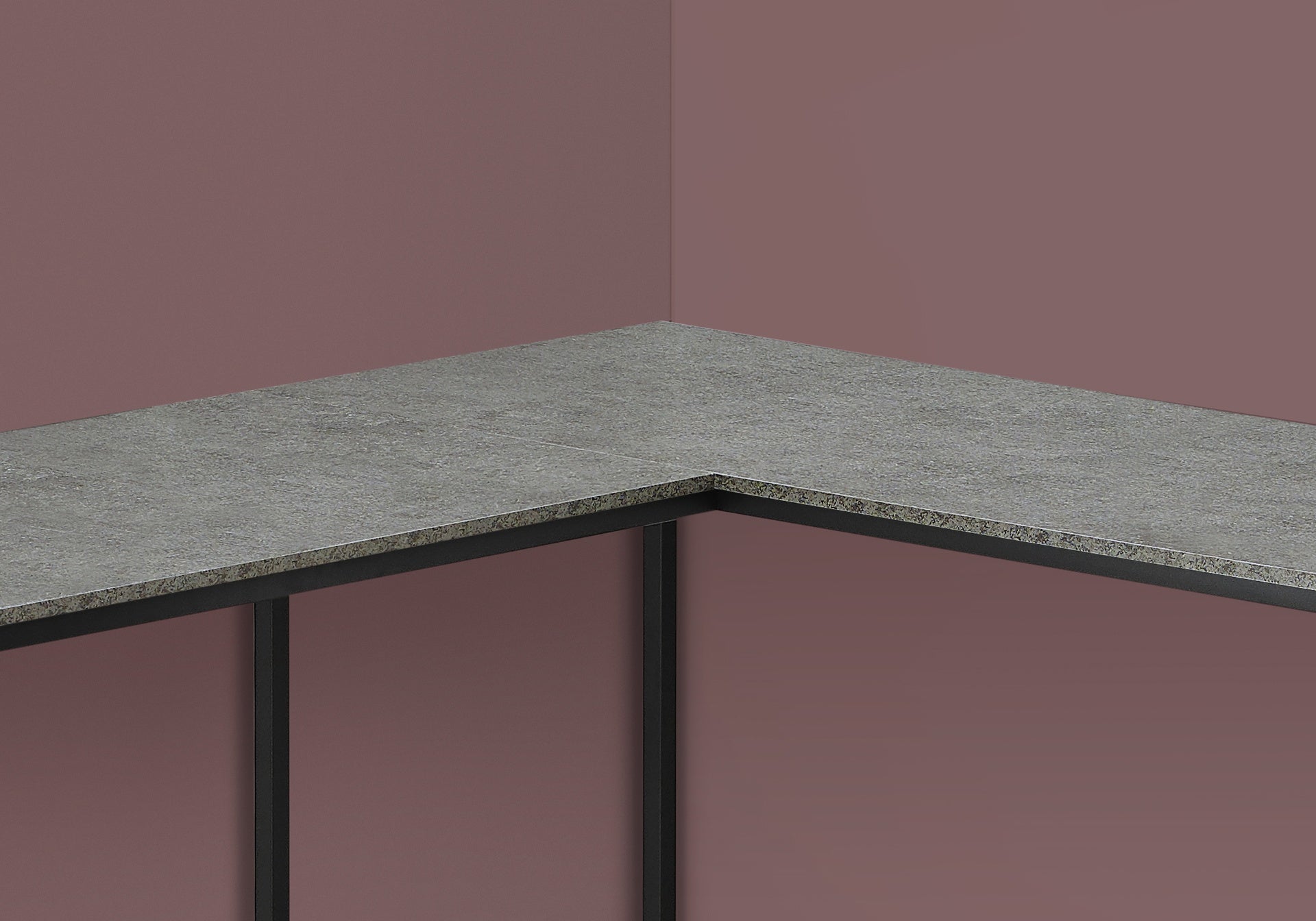 Computer Desk, Home Office, Corner, 58"l, L Shape, Work, Laptop, Grey Laminate, Black Metal, Contemporary, Modern