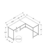 Computer Desk, Home Office, Corner, 58"l, L Shape, Work, Laptop, Natural Laminate, White Metal, Contemporary, Modern