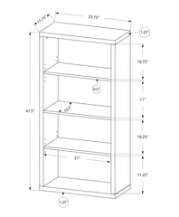 Bookshelf, Bookcase, Etagere, 5 Tier, 48"h, Office, Bedroom, Grey Laminate, Contemporary, Modern