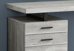 Computer Desk, Home Office, Laptop, Left, Right Set-up, Storage Drawers, 48"l, Work, Grey Laminate, Black Metal, Contemporary, Modern