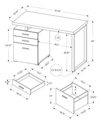Computer Desk, Home Office, Laptop, Left, Right Set-up, Storage Drawers, 48"l, Work, Grey Laminate, Black Metal, Contemporary, Modern