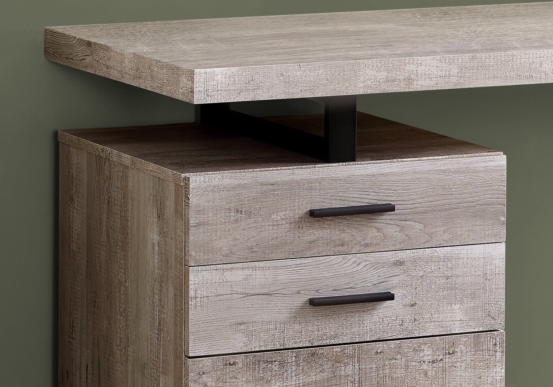 Computer Desk, Home Office, Laptop, Left, Right Set-up, Storage Drawers, 48"l, Work, Beige Laminate, Black Metal, Contemporary, Modern