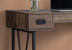 Computer Desk, Home Office, Laptop, Storage Drawers, 48"l, Work, Brown Laminate, Black Metal, Transitional
