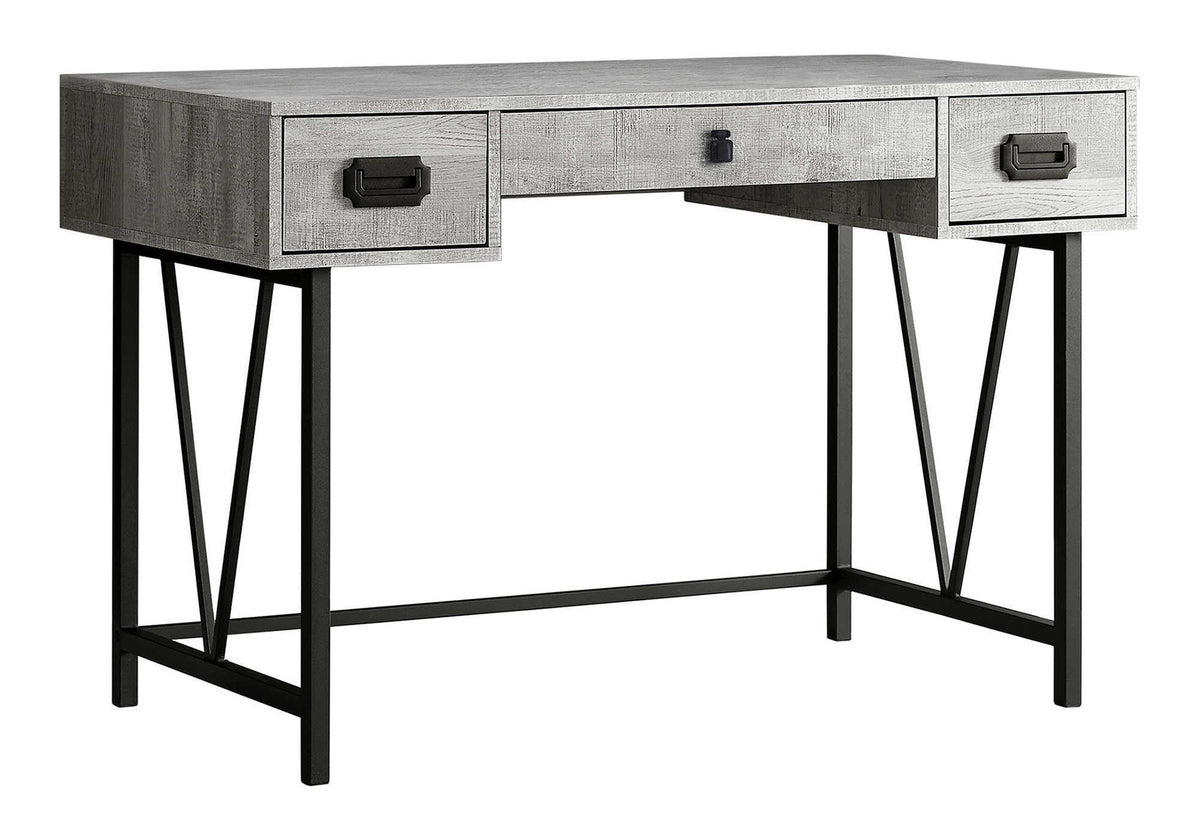 Computer Desk, Home Office, Laptop, Storage Drawers, 48"l, Work, Grey Laminate, Black Metal, Transitional
