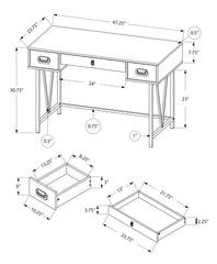 Computer Desk, Home Office, Laptop, Storage Drawers, 48"l, Work, Grey Laminate, Black Metal, Transitional