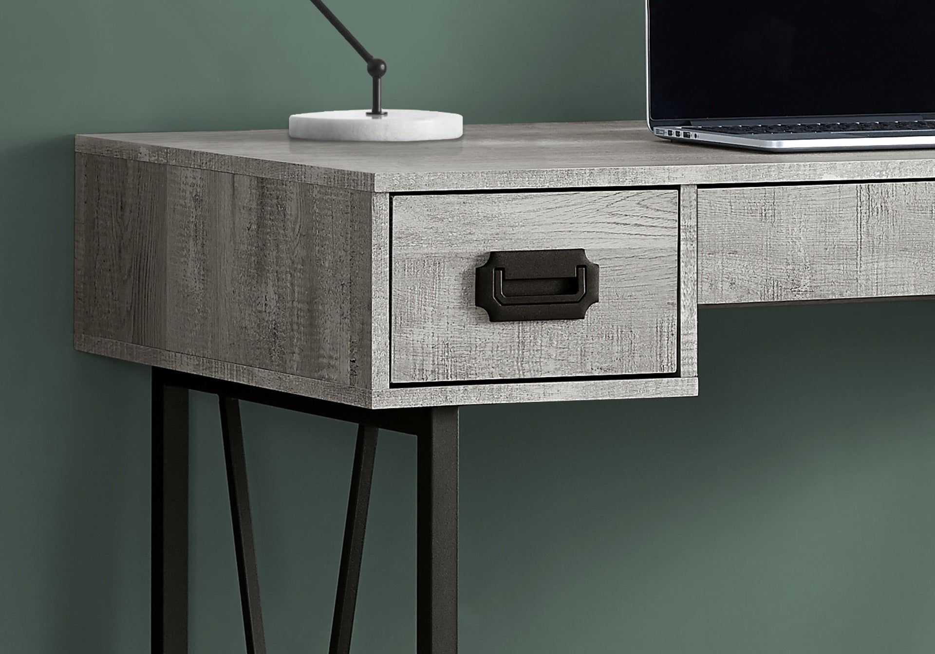 Computer Desk, Home Office, Laptop, Storage Drawers, 48"l, Work, Grey Laminate, Black Metal, Transitional