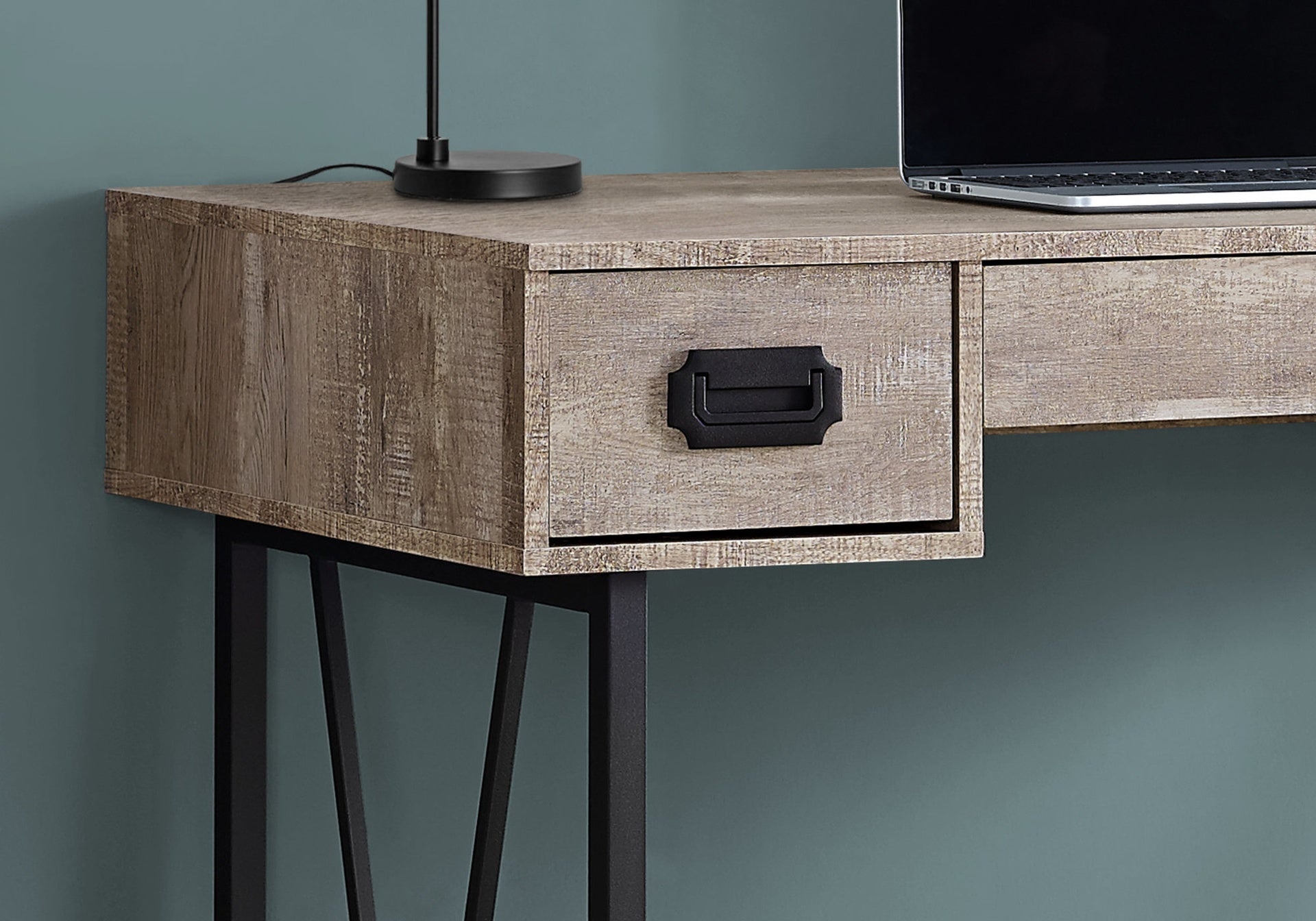 Computer Desk, Home Office, Laptop, Storage Drawers, 48"l, Work, Beige Laminate, Black Metal, Transitional