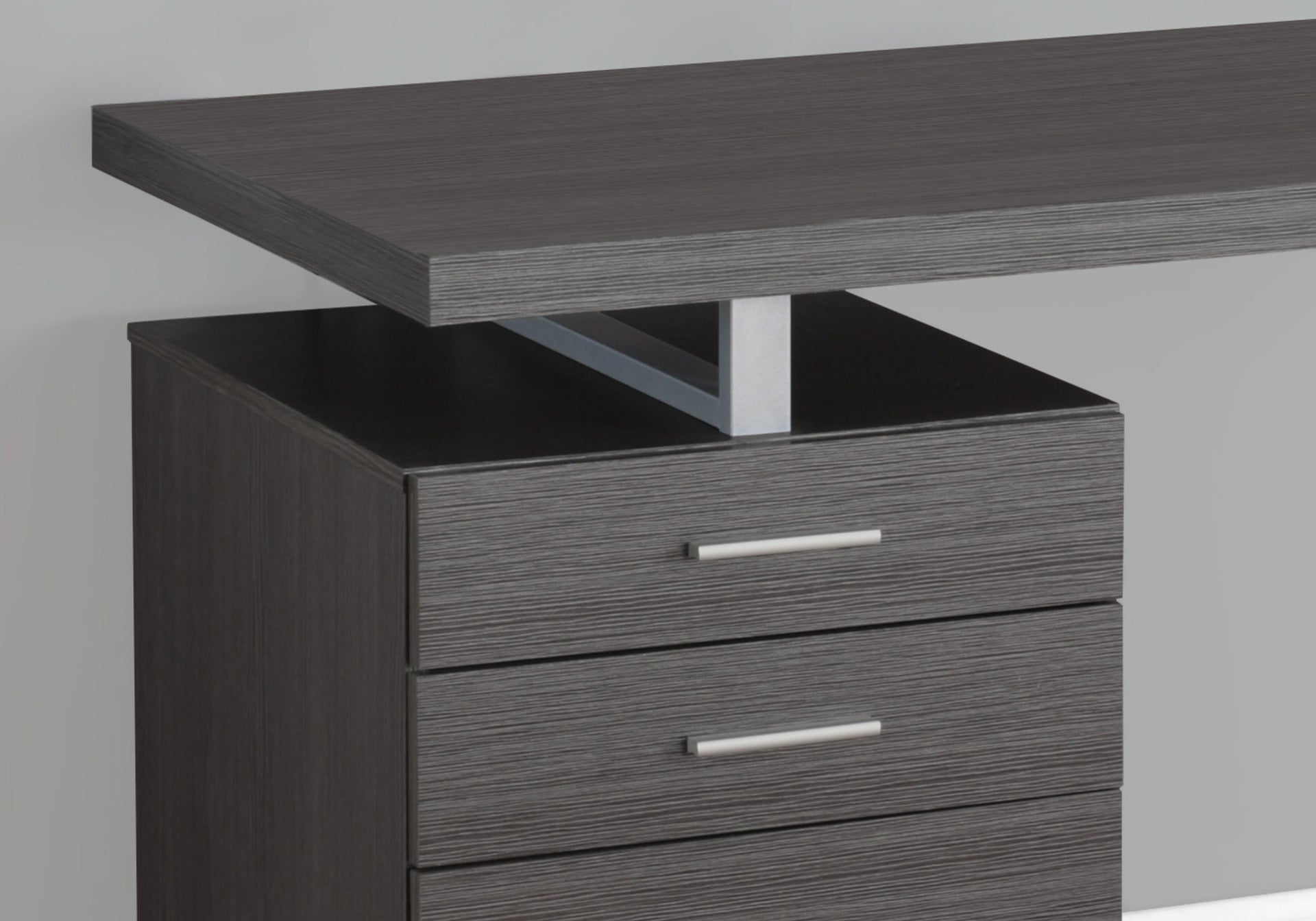 Computer Desk, Home Office, Laptop, Left, Right Set-up, Storage Drawers, 48"l, Work, Grey Laminate, Grey Metal, Contemporary, Modern